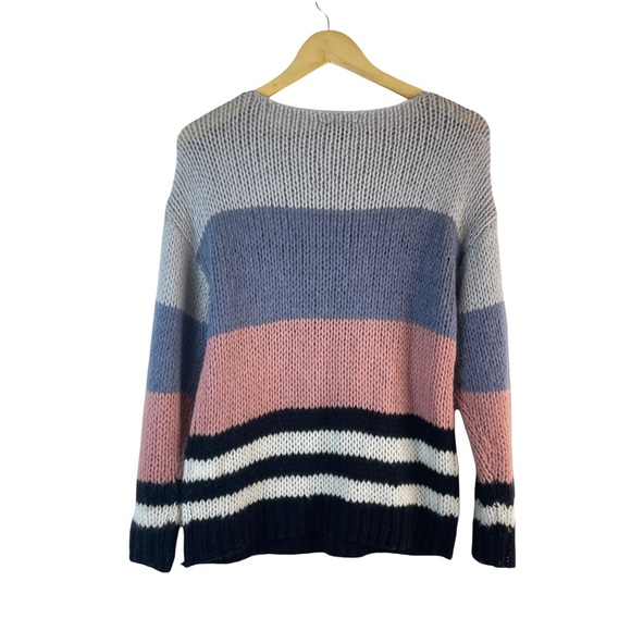 Lucky Brand Bold Stripe Pullover Wool Blend Fuzzy Knit Sweater Size Small - Picture 5 of 14